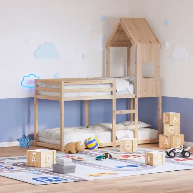 Letto a Castello senza Materasso-Struttura Letto a Castello 90x190 cm Legno di Pino 735068