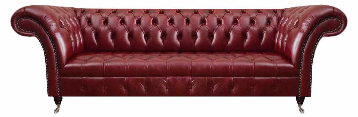 Dunkelrote Chesterfield Couch Wohnzimmer Ledersofa Stilvolle Sitzmöbel