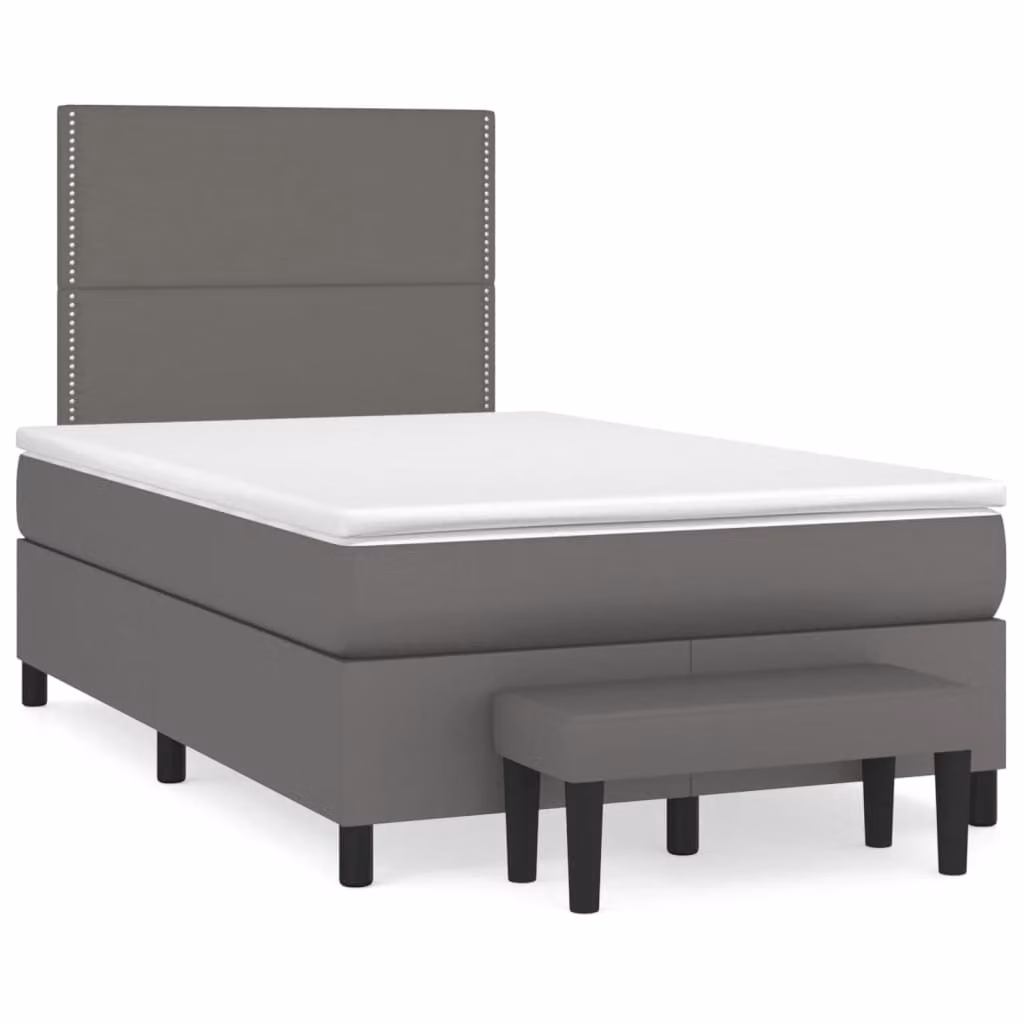 Giroletto a Molle con Materasso Grigio 120x190 cm in Pelle finta