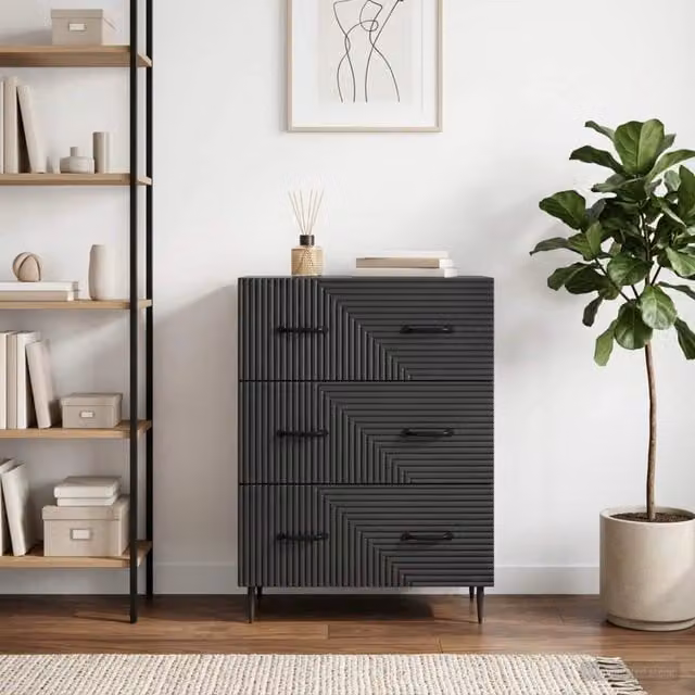 Mobile con Cassetti vidaXL in Legno e Metallo Nero Stile Vintage L: 66 cm, P: 34,5 cm, H: 89,5 cm