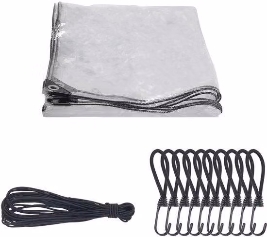 Filo metallico trasparente - 2 x 1 m - con corde elastiche e ganci
