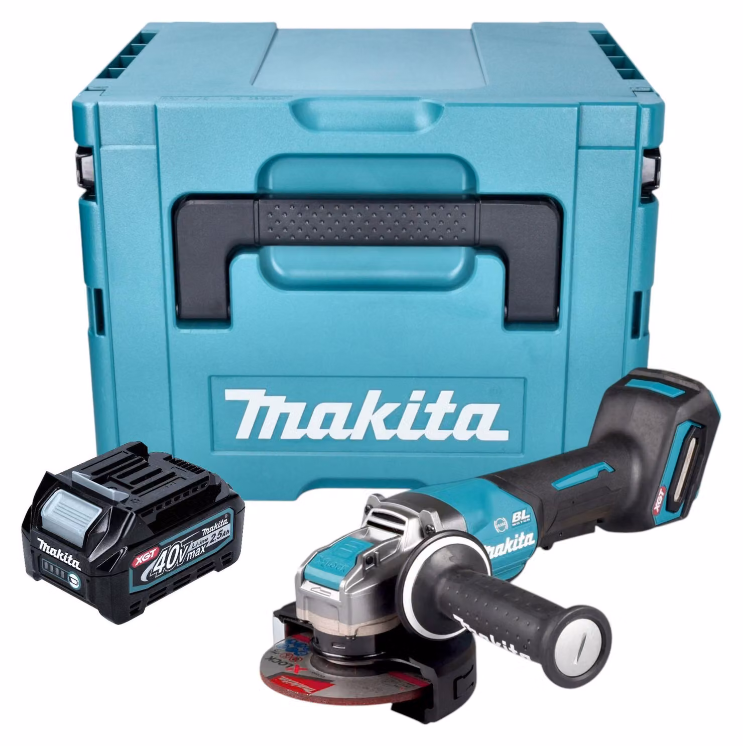 Makita GA 047 GD101 Smerigliatrice angolare a batteria 40 V max. 125 mm X-LOCK Brushless + 1x batteria ricaricabile 2,5 Ah + Makpac - senza caricabatterie