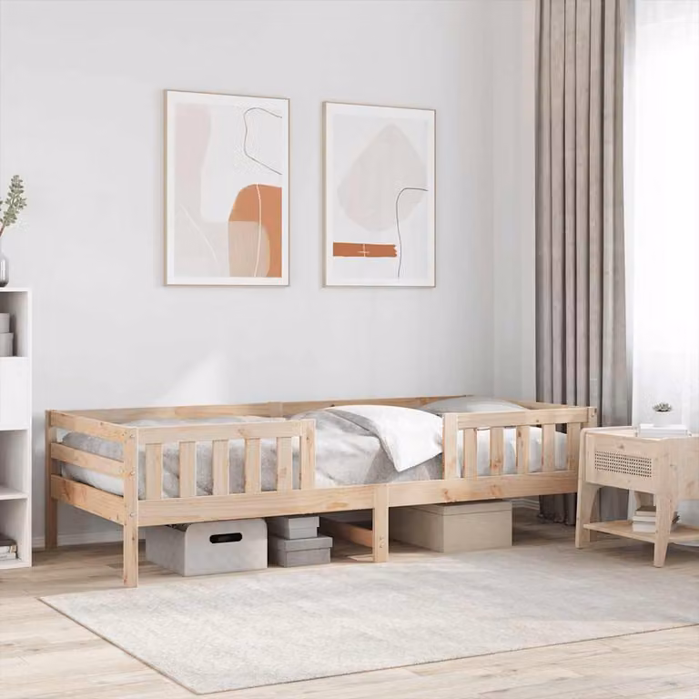 Letto senza materasso vidaXL in legno massello di pino marrone L/P/H: 190 x 90 x 95,5 cm