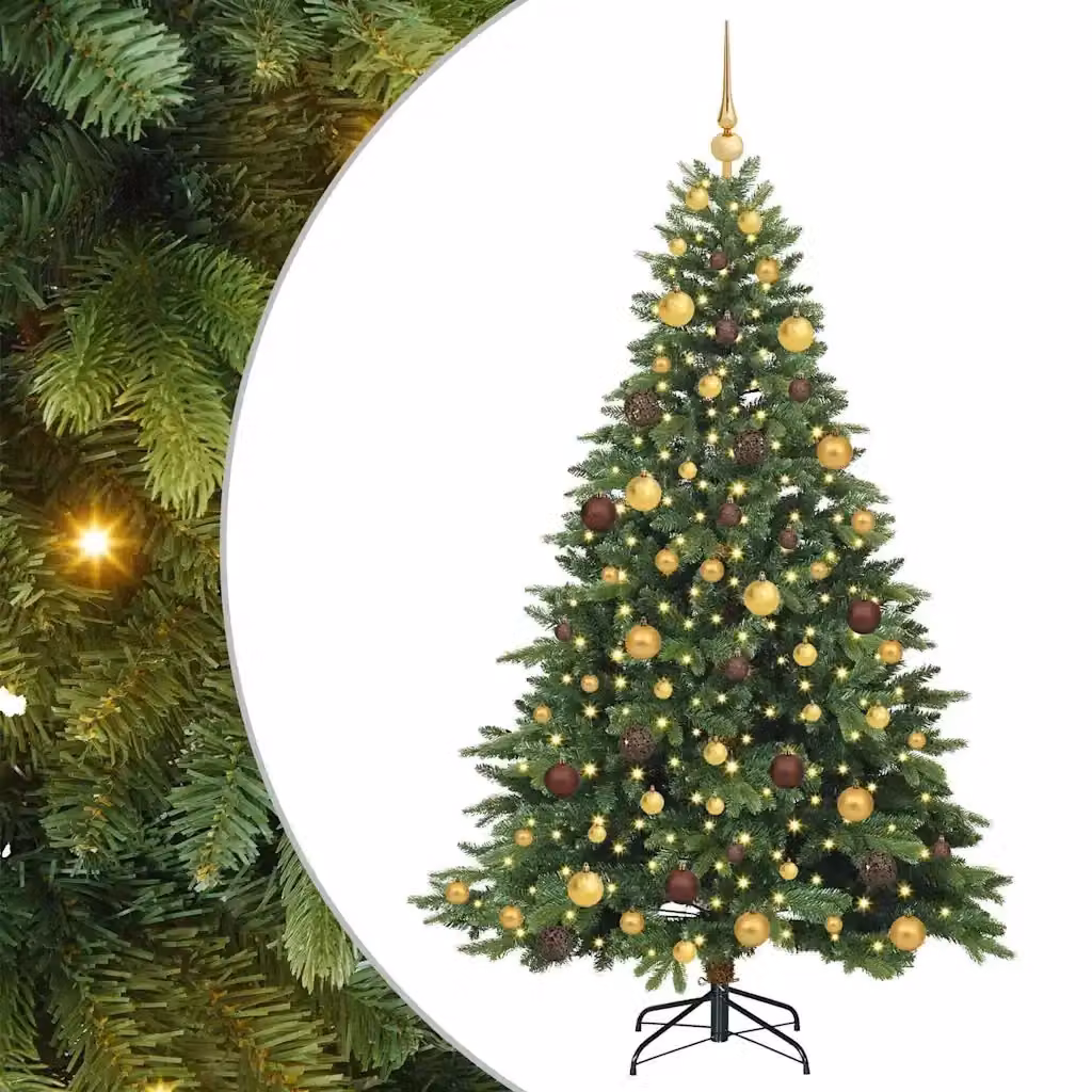Albero di Natale artificiale moderno vidaXL verde con 300 LED luce bianca calda in PE e PVC, Altezza: 180 cm – 2