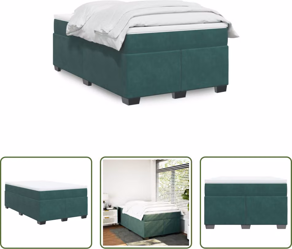 The Living Store Letto a molle con materasso verde scuro 120x200 cm in velluto