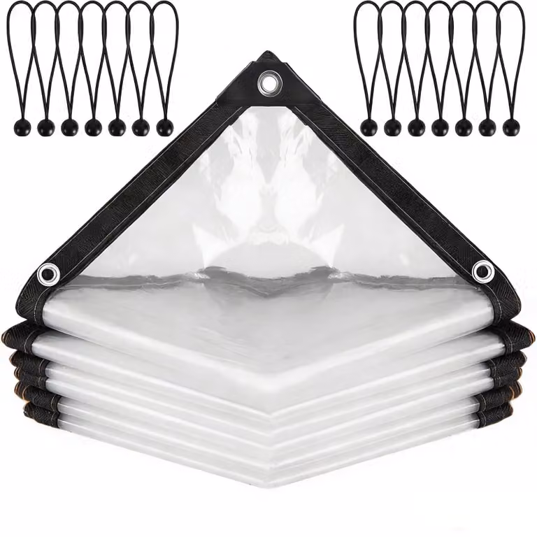 Telo impermeabile trasparente con occhielli, 3 x 4 metri