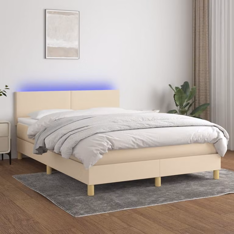 vidaXL Letto a molle con materasso e tessuto LED 140x200 cm - Letto a molle - Boxspringbetten - Bett - Schlafzimmermöbel