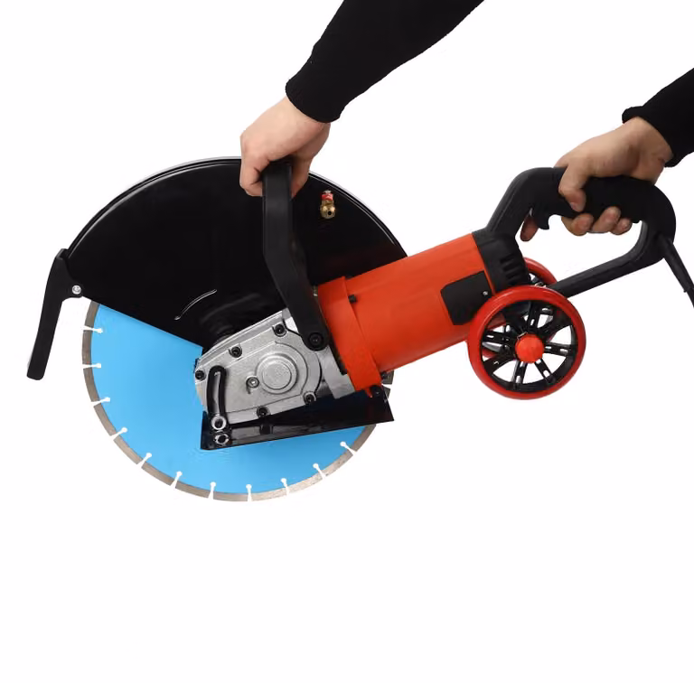 Seghetto elettrico per tagli a filo su muri in cemento e mattoni - Seghetto circolare manuale - 3500 W - 3800 giri/min - Lama da 36 cm - Dimensioni: 60x21x42 cm - Colore: blu