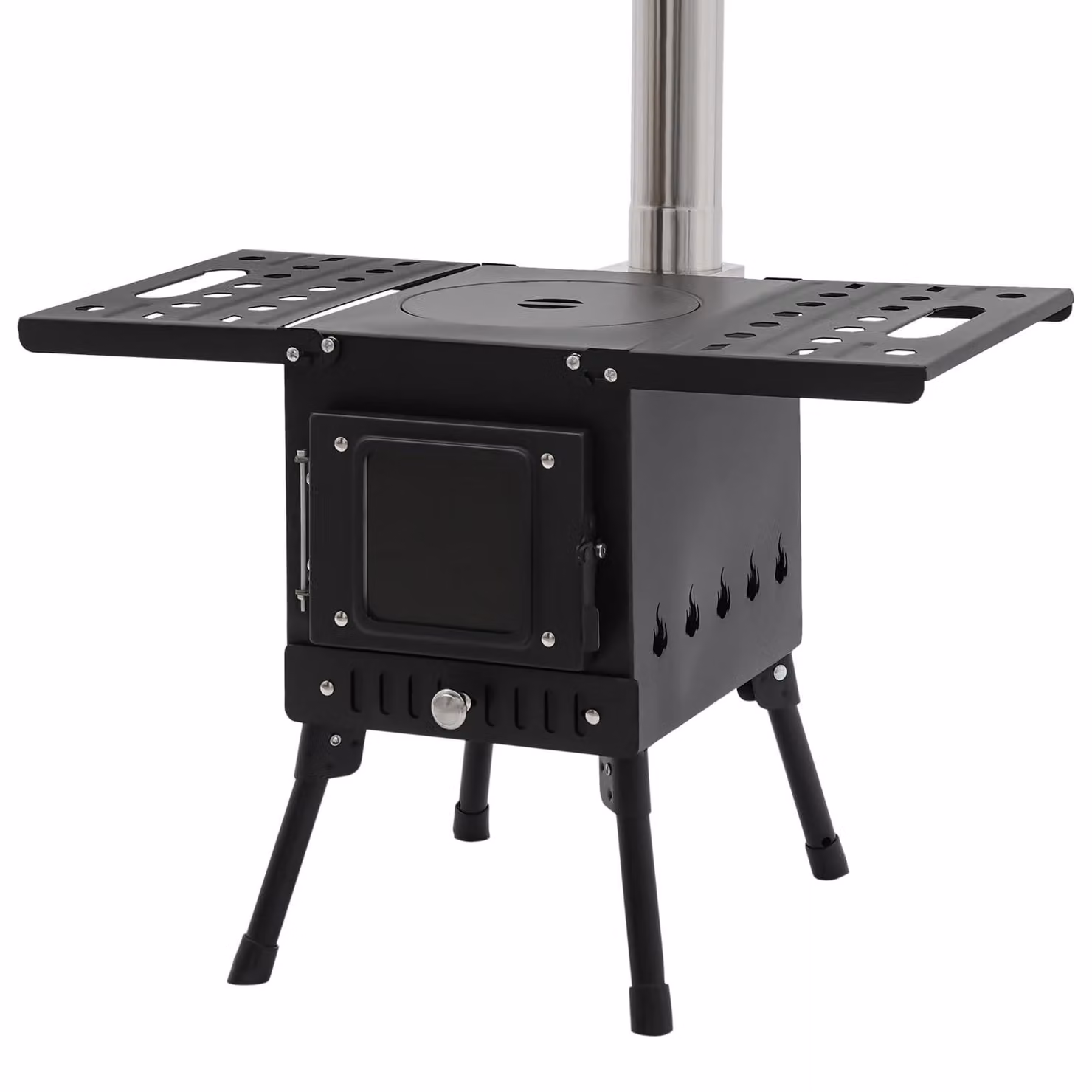 Solidchoice - Stufa da campeggio pieghevole in legno con canne fumarie