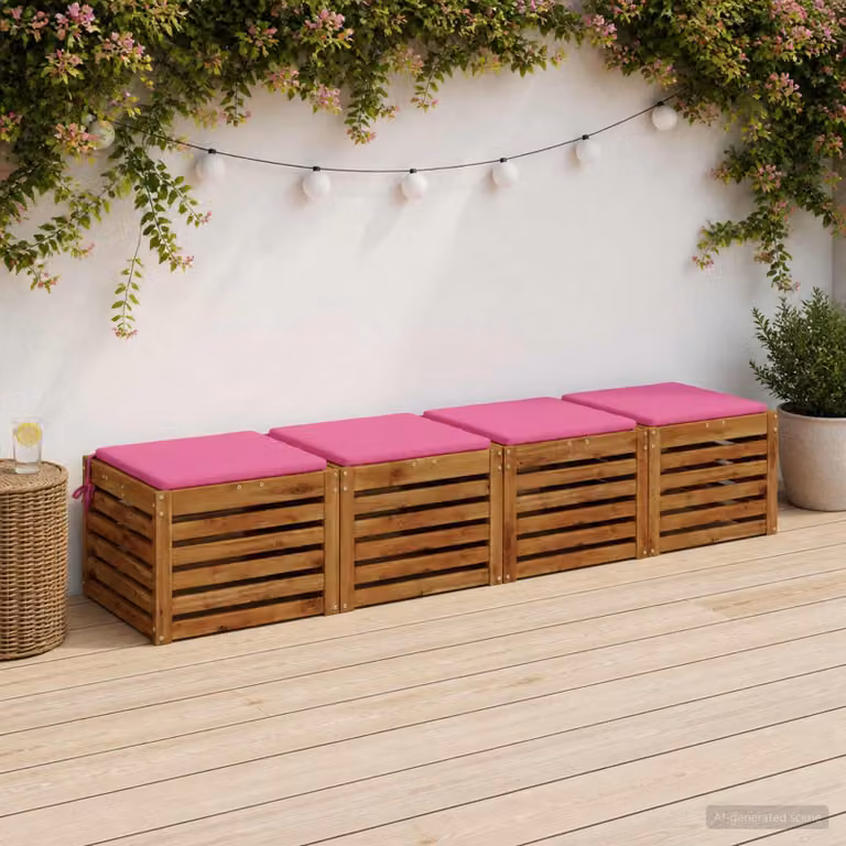 Set di 4 cuscini per sedia vidaXL SOEST in poliestere rosa con rivestimento lavabile e resistente ai raggi UV