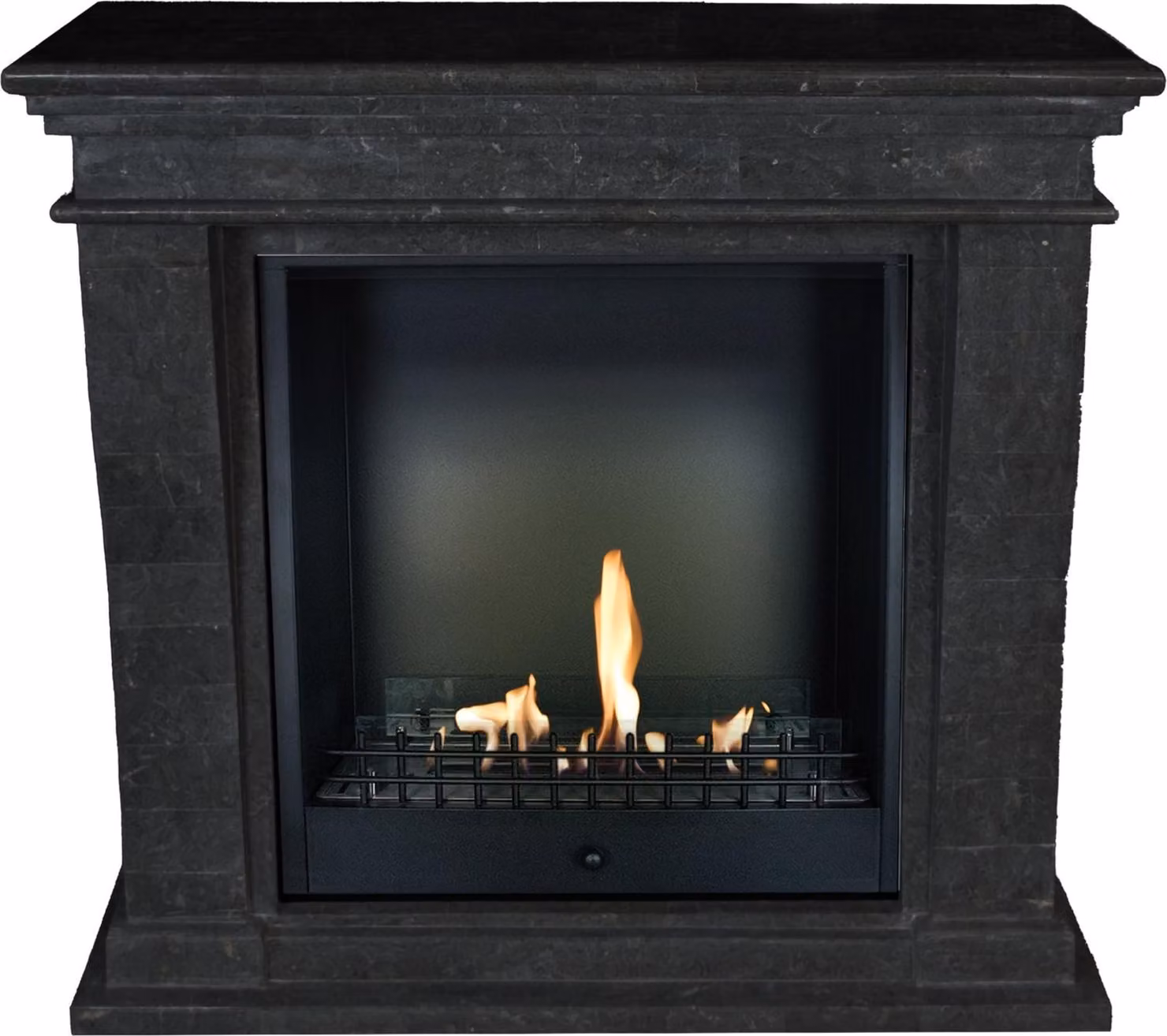 Caminetto a etanolo Xaralyn - Kreta-Mini BCL-SBU - pietra naturale nera - riscaldamento 3 kW - caminetto da incasso incluso - caminetto decorativo