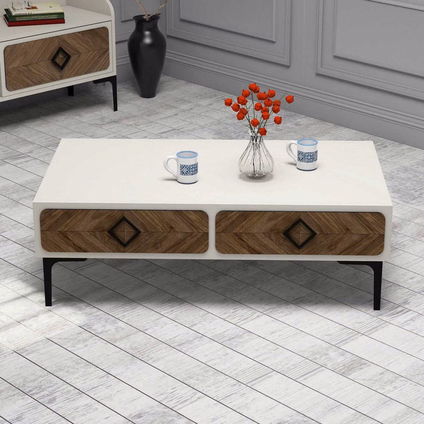Skye Decor, Samba - Cream, tavolino, noce, 100% PANNELLI DI PARTICELLE RIVESTITI IN MELAMMINA, 105 x 60 x 34,6 cm