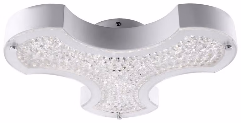 Lampada da soffitto a LED, con cristalli, vetro, colore bianco, metallo, lunghezza 37 cm