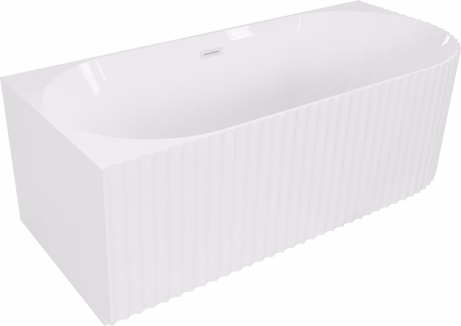 Mexen Gia vasca da bagno freestanding angolare scanalata sinistra 170 x 80 cm, bianco lucido, troppo pieno bianco