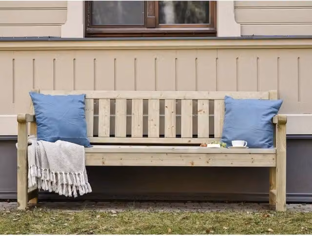 Panca da giardino in legno 3-4 posti, seduta con schienale pino impregnato resistente esterno 200 cm - Esterni da Vivere