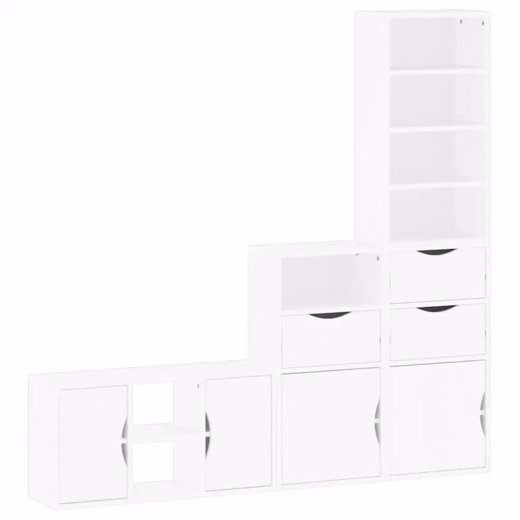 Set di 4 pezzi Mobile TV con Contenitore ODDA vidaXL in Legno di Pino Bianco Moderno – 2