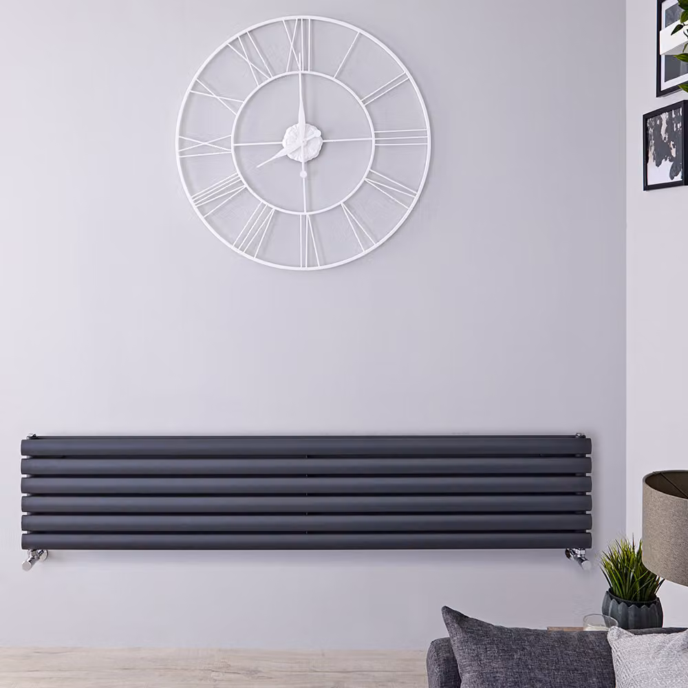 Radiatore di Design Orizzontale - Pannello Doppio - 354mm x 1600mm - Antracite - Revive