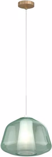 Lampada a sospensione moderna Double Skin in metallo ottone e vetro verde con luce orientabile verso il basso e attacco E27
