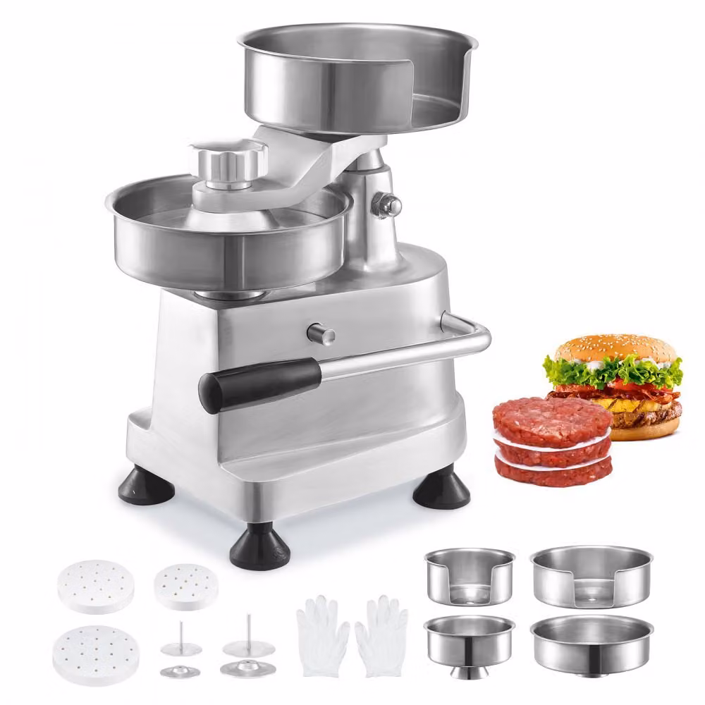 Hamburger Press Pro - Burger Pattie Maker 10 / 13 / 15 cm, con 3 confezioni di carta per hamburger, pressa per hamburger in acciaio inox, - Perfetto per gli accessori per barbecue - Cubo bur-grill codificabile - Cancelli di carta - Smoky Silent Patty Plan