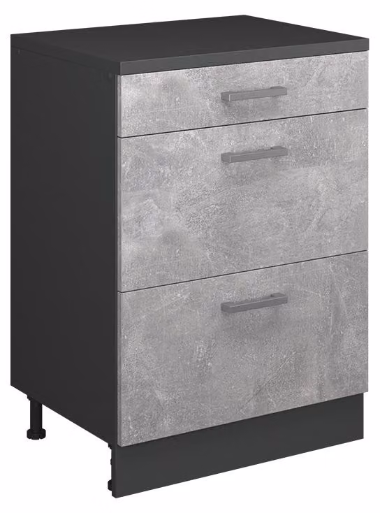 Mobile cucina sottotetto Vicco R-Line Calcestruzzo 60 cm senza inclinazione con 2 ante, Model 61743