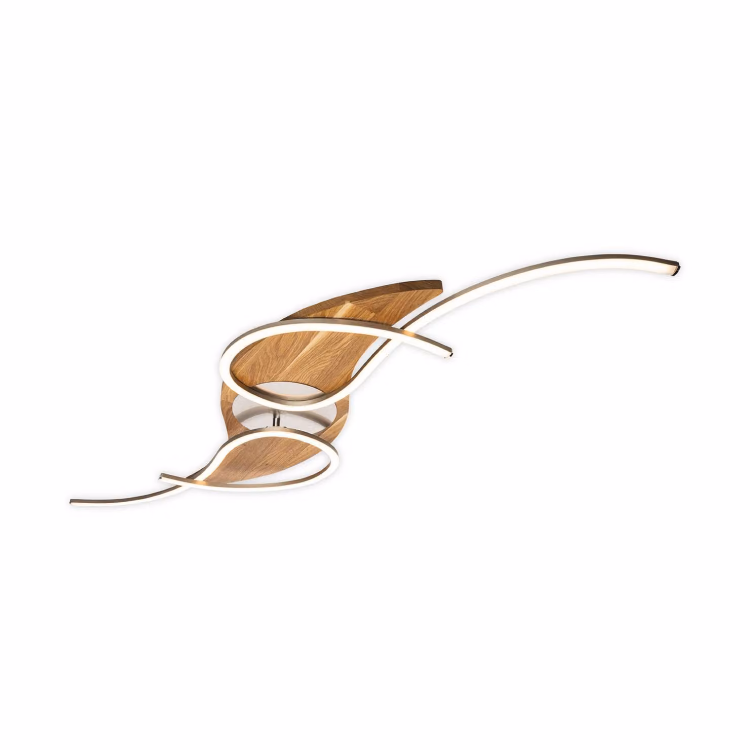 Elobra Plafoniera a LED Panama curved, dimmerabile, Legno chiaro, Soggiorno / Sala da pranzo, Legno, Moderno, Plafoniera LED
