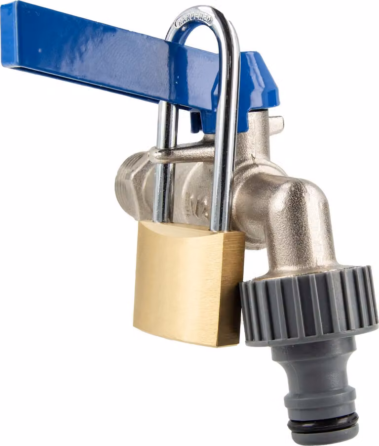 Valvola a sfera tecuro da 1/2 pollice, con dispositivo di chiusura, lucchetto e raccordo a innesto