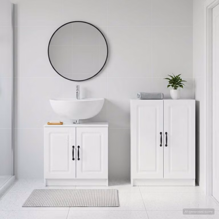 Set di mobili da bagno vidaXL UTRECHT composto da mobile lavabo e mobile contenitore, bianco lucido