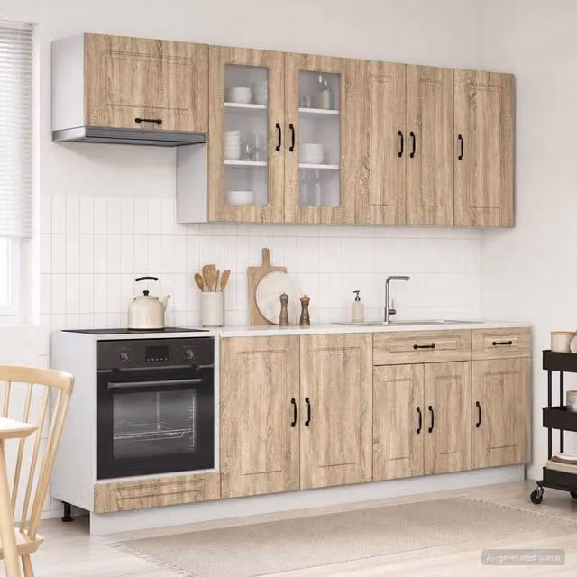 Unità Cucina KALMAR 8 pz Rovere Sonoma Legno ingegnerizzato 3438185