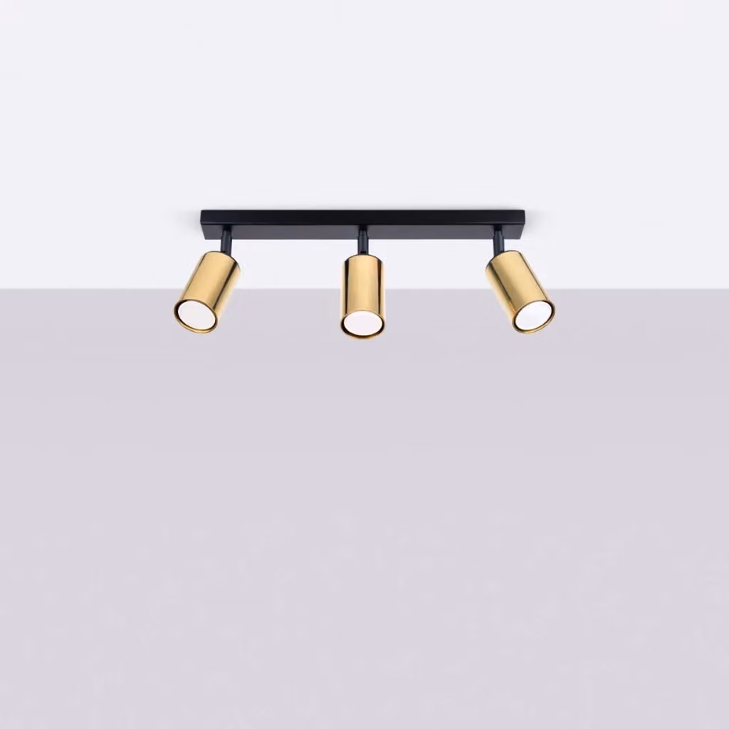 Lampada da soffitto moderna WINX di Sollux Lighting in metallo nero e oro con tecnologia LED e attacco GU10 – 2