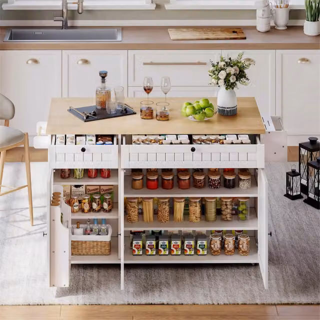 Carrello da cucina con piano ribaltabile, 2 cassetti, porta spezie e portasciugamani, su ruote, per cucina e sala