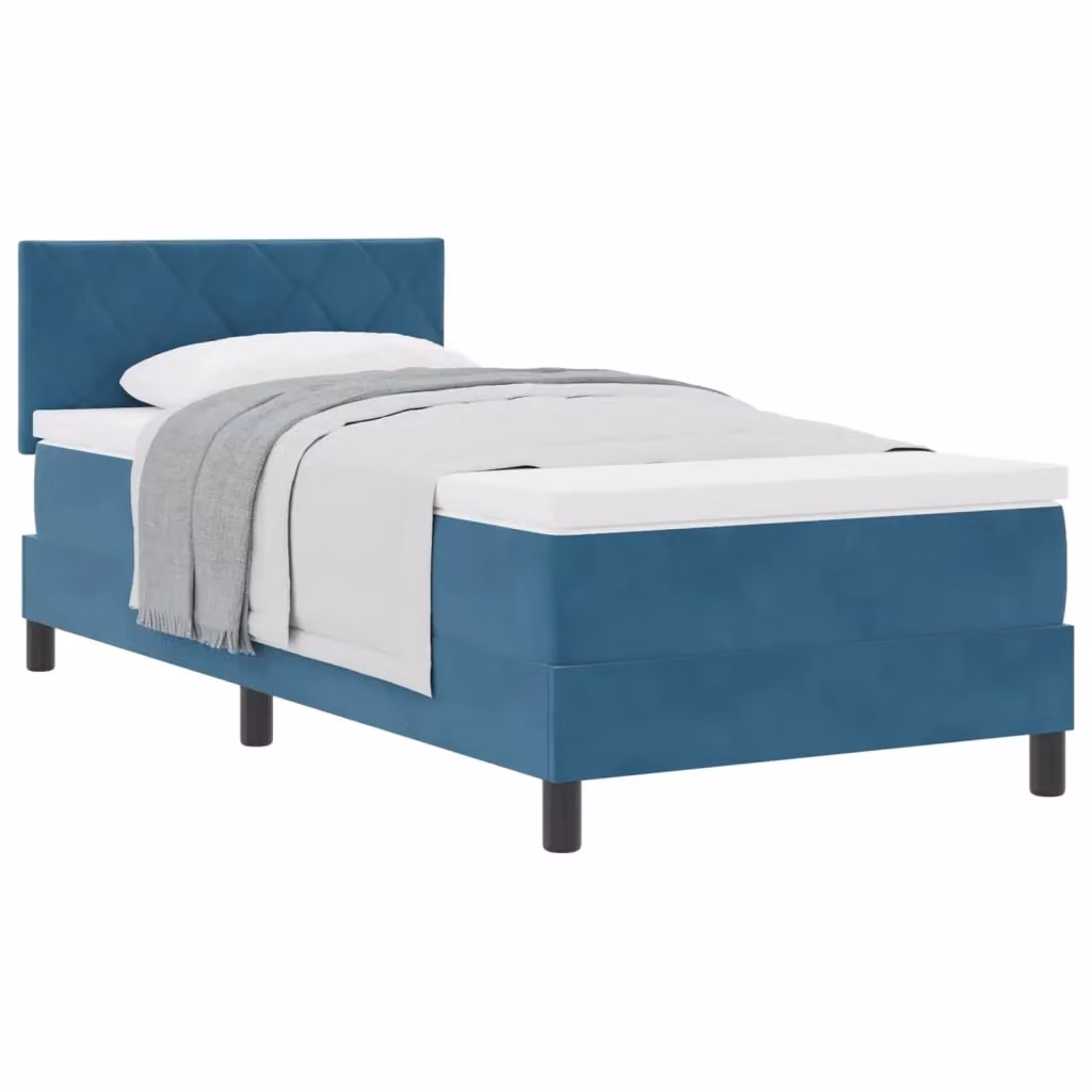 Letto moderno con testiera in velluto blu vidaXL L 100 x P 200 cm – 2