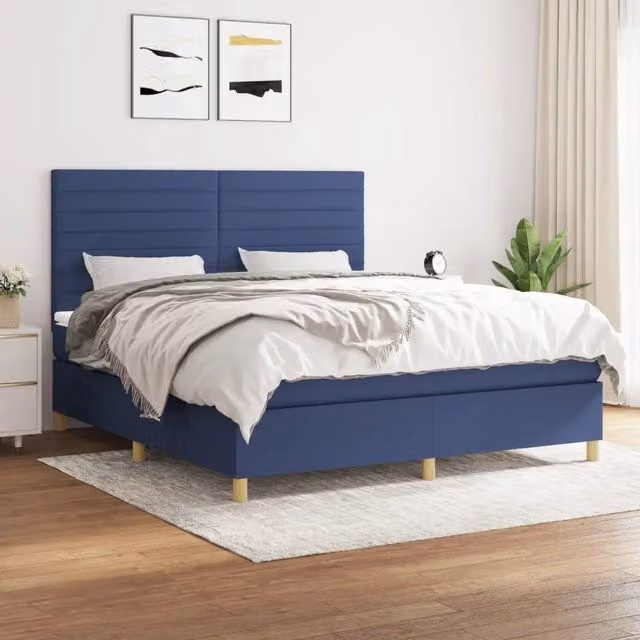 Letto Ibrido con Giroletto a Molle e Materasso vidaXL, Colore Blu e Bianco, L/P: 180 x 200 cm