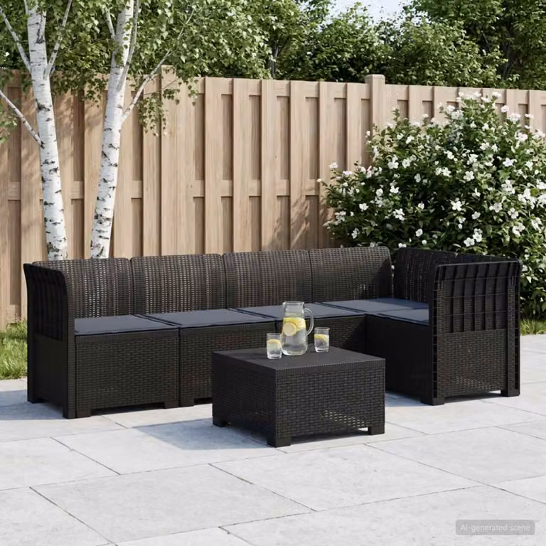 vidaXL Divano da Giardino a L con Cuscini, Stile Rattan Moderno, Colore Antracite/Grigio/Nero