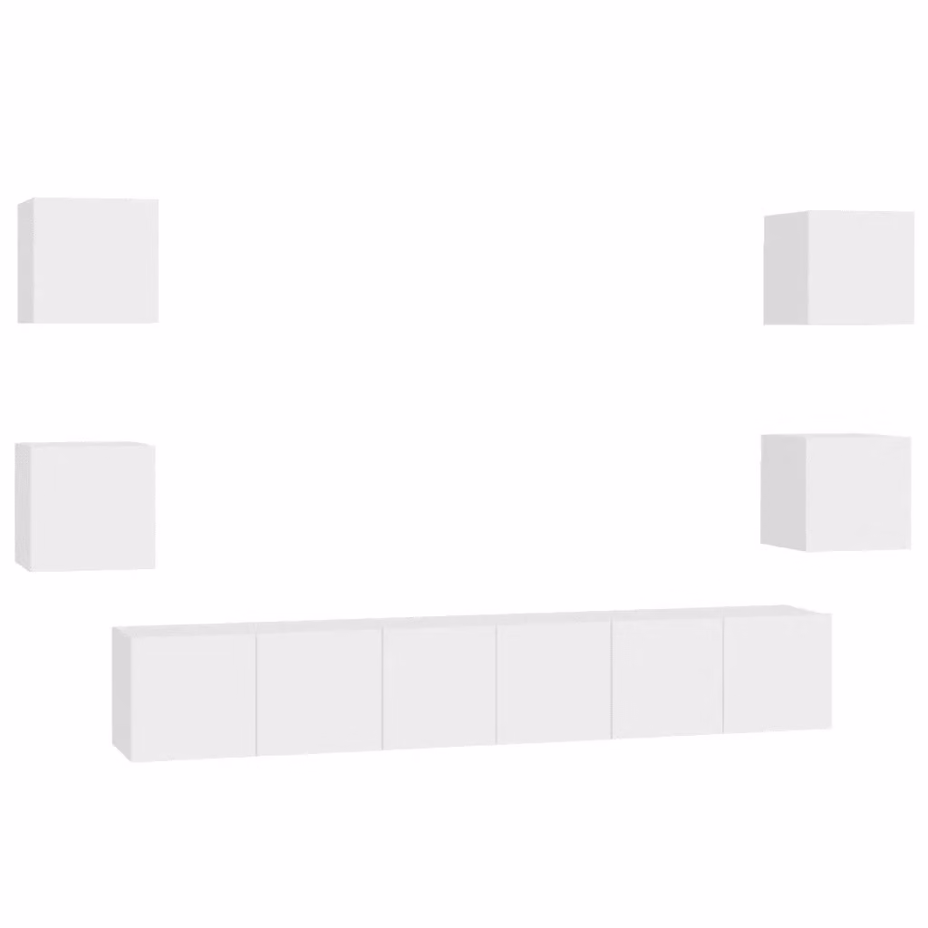 Set di mobili porta TV moderno vidaXL in legno bianco opaco, 7 pezzi da appendere alla parete – 2