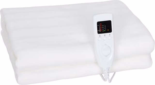 Coperta Elettrica HOMCOM in Poliestere Bianco con 5 Livelli di Calore e 2 Zone di Controllo Indipendenti, L 160 x P 140 cm