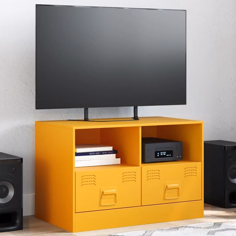 Set di 2 mobili TV moderni vidaXL in metallo giallo opaco L: 67 cm, P: 39 cm, H: 44 cm