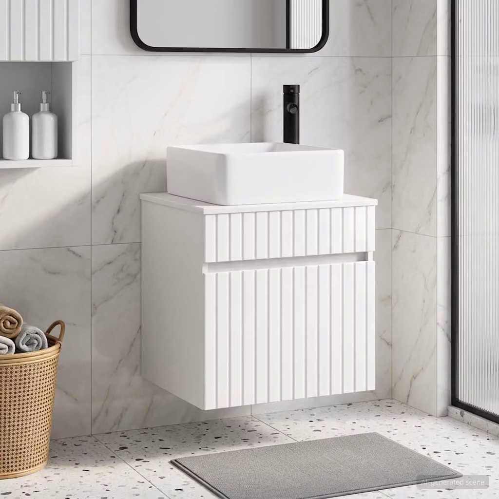 Mobile lavabo da parete vidaXL Bianco Lucido L 49 x P 41 x H 63 cm