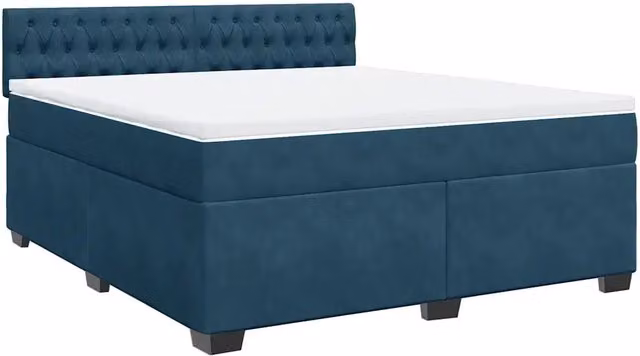Letto Ibrido vidaXL in Velluto Blu e Bianco con Struttura in Legno di Pino L/P: 180 x 200 cm