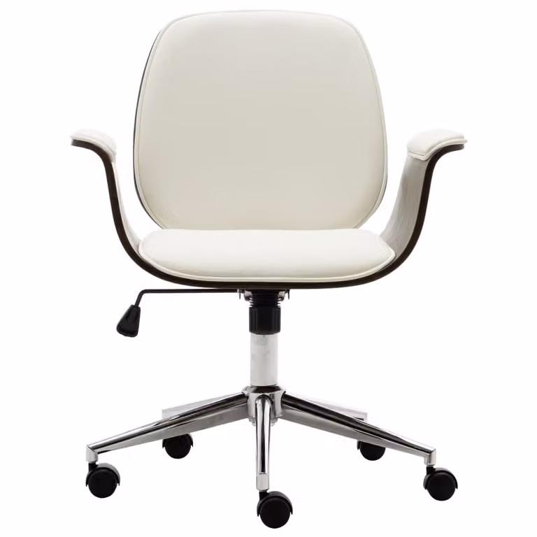 Sedia da ufficio in legno curvato bianco e Pelle finta