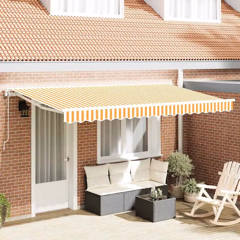 vidaXL Semi-cassette in poliestere con struttura in alluminio e acciaio, Giallo e Bianco, L 400 cm x P 200 cm