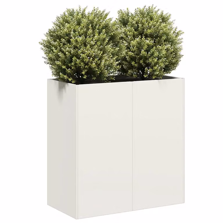 Fioriera bianca vidaXL in acciaio laminato a freddo L: 80 cm, P: 40 cm, H: 80 cm