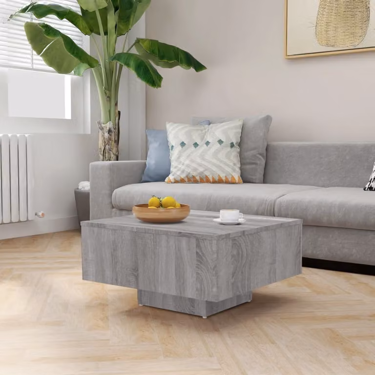 The Living Store Tavolino Grey Sonoma 60x60x31,5 cm Materiale a base di legno