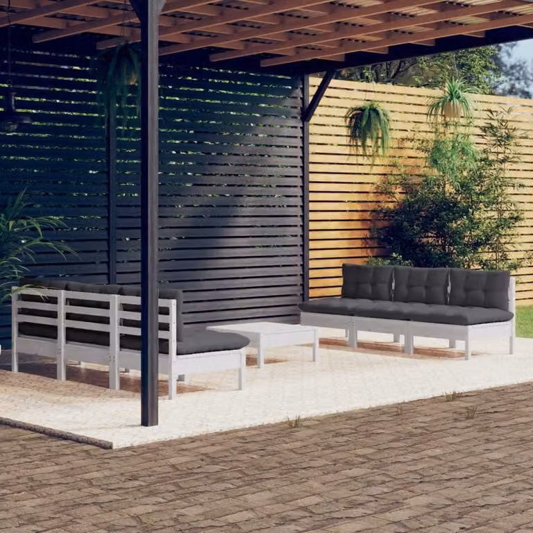 Maison Exclusive - Set Divani da Giardino 7 pz con Cuscini Antracite Legno di Pino