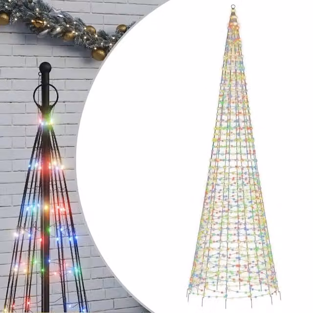 Albero di Natale a LED-Luci decorative natalizie su Pennone 1534 LED Colorato 500 cm