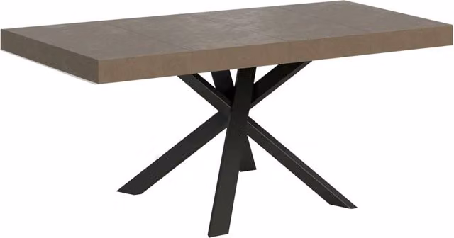 Tavolo Allungabile Moderno GIORDANOSHOP con Piano in MDF Laminato Beige e Gambe in Metallo Antracite L/P/H: 90-194 x 90 x 76 cm