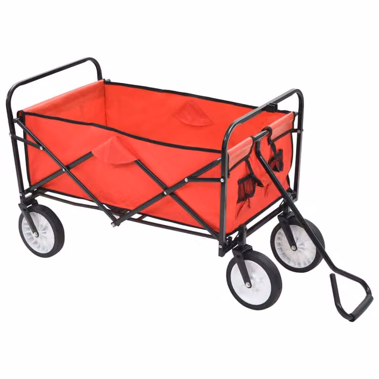 Carrello Pieghevole a Mano in Acciaio Rosso