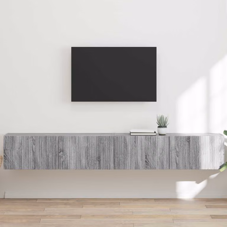 Set di 2 mobili TV da parete vidaXL moderni in legno ingegnerizzato Grigio Sonoma