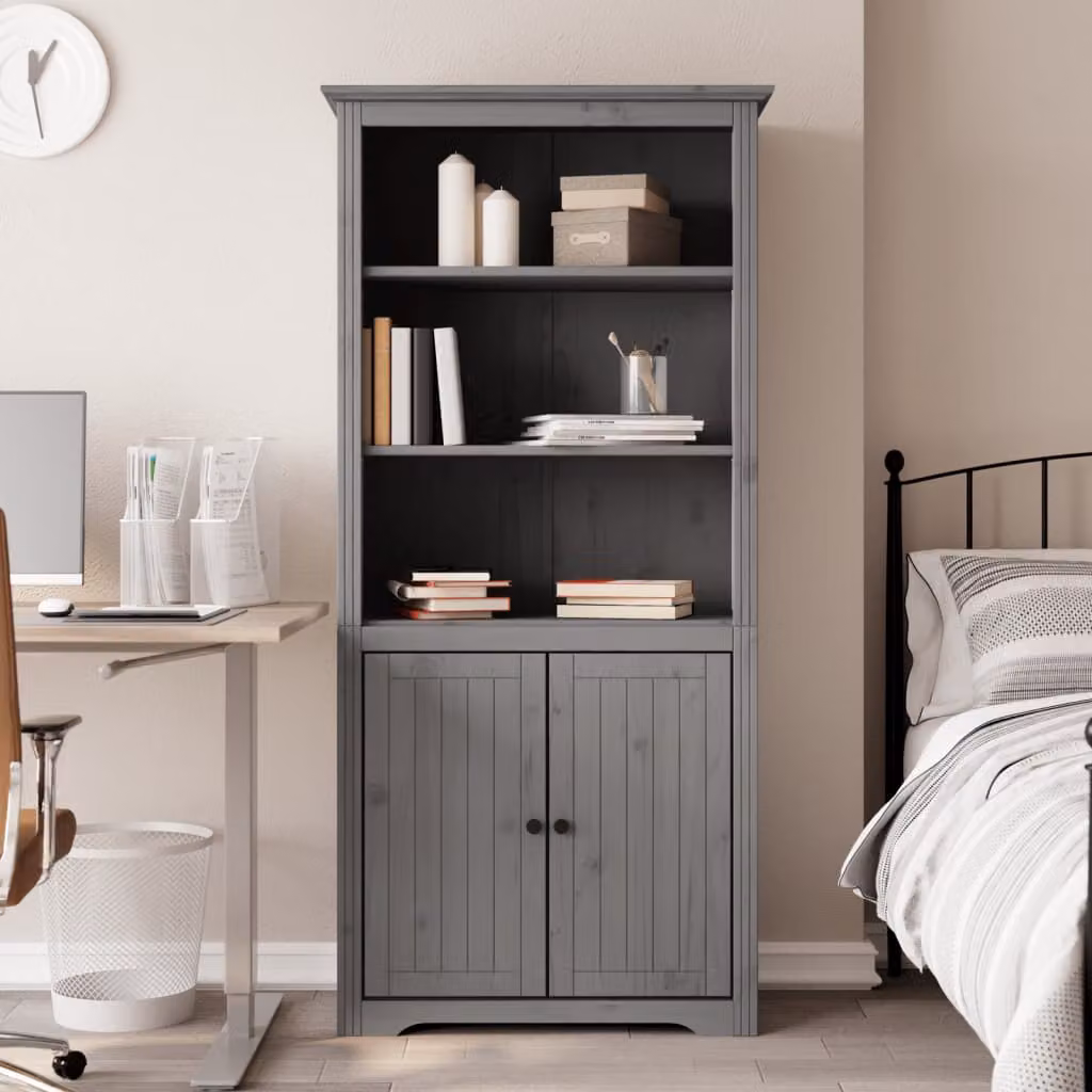 Libreria BODO vidaXL in legno massello di pino grigio L 82 cm, P 40 cm, H 173 cm