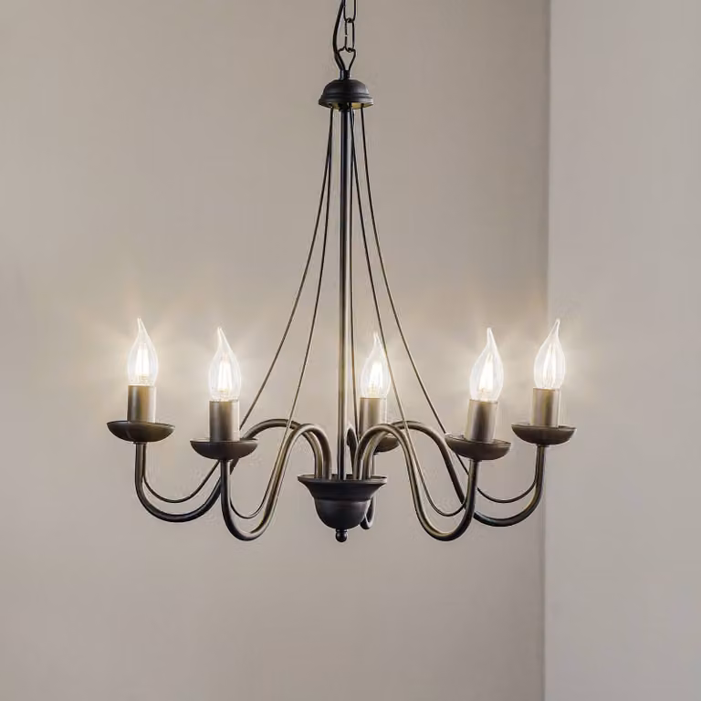 Lampadario a soffitto Malbo HELAM, dimmerabile, Nero, Soggiorno / Sala da pranzo, Metallo, Lampadario
