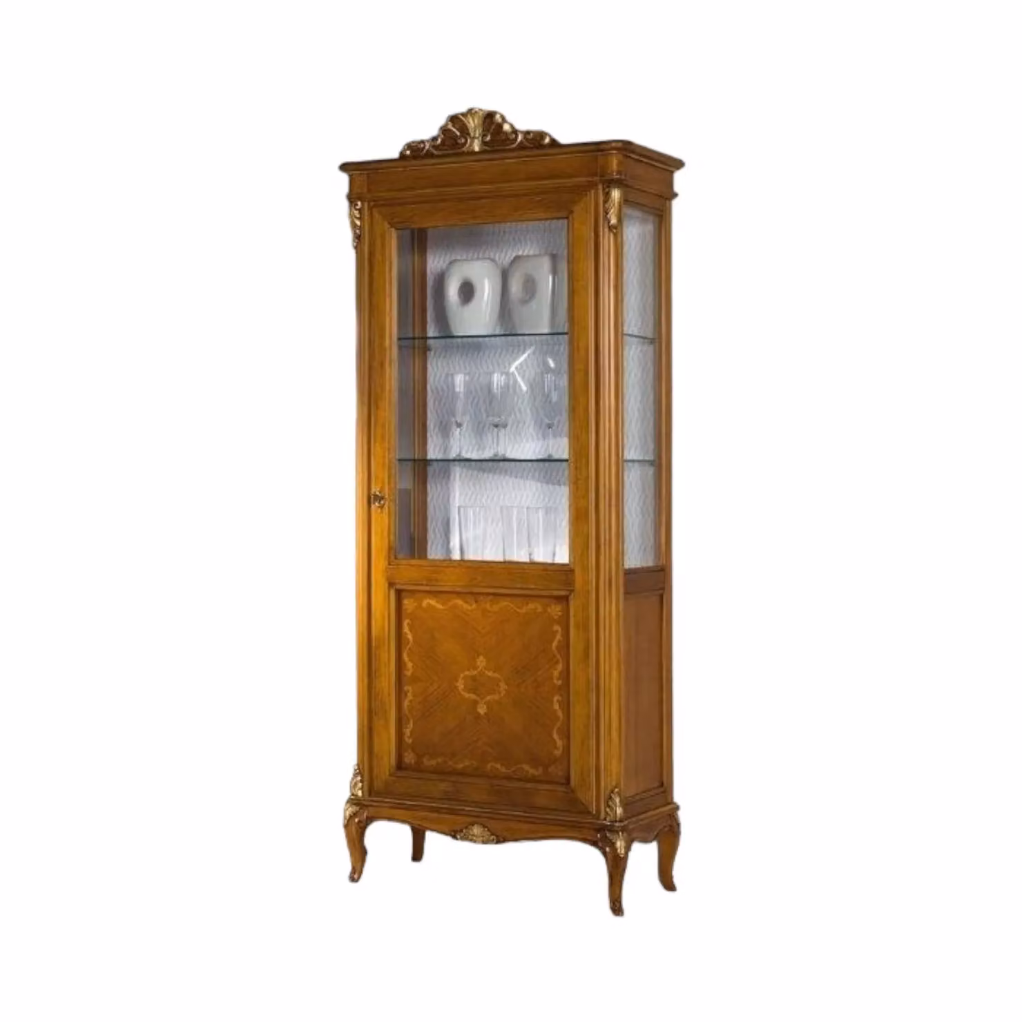 Vetrina classica in legno con anta in vetro Mobili 2G finitura Bassano L: 76 cm, P: 44 cm, H: 190 cm – 2